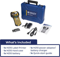 Brady label printer with accessories on a white background