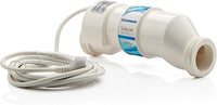White pool filter with cable on a white background