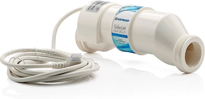 White pool filter with cable on a white background