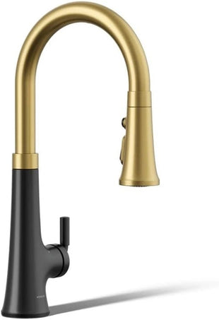 KOHLER Tone 23766-BMB Kitchen Faucet in Matte Black & Brass