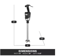 Waring Commercial Big Stix WSB60 Heavy-Duty Immersion Blender, 16″ Removable Shaft, Variable Speed, 1 HP Motor, 25-Gallon Capacity – Black/Silver, 120 V