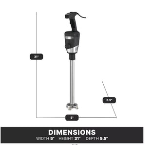 Waring Commercial Big Stix WSB60 Heavy-Duty Immersion Blender, 16″ Removable Shaft, Variable Speed, 1 HP Motor, 25-Gallon Capacity – Black/Silver, 120 V