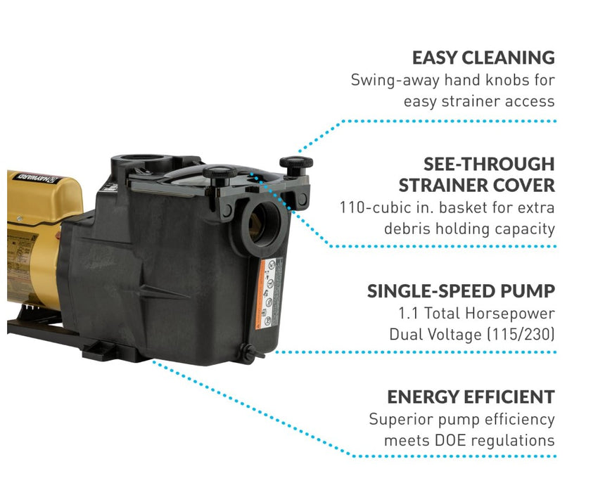 Hayward W3SP2607X10 Super Pump 1 HP Inground Pool Pump 120/240 V