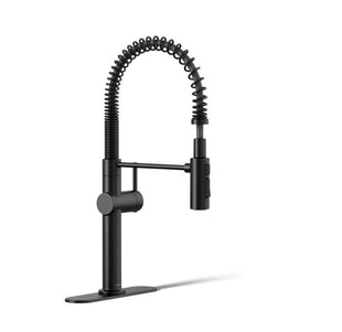 KOHLER 22973-BL Crue High-Arc Kitchen Faucet with Pull-Down Spring Spout, Matte Black