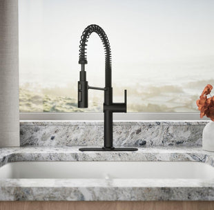 KOHLER 22973-BL Crue High-Arc Kitchen Faucet with Pull-Down Spring Spout, Matte Black
