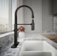 KOHLER 22973-BL Crue High-Arc Kitchen Faucet with Pull-Down Spring Spout, Matte Black