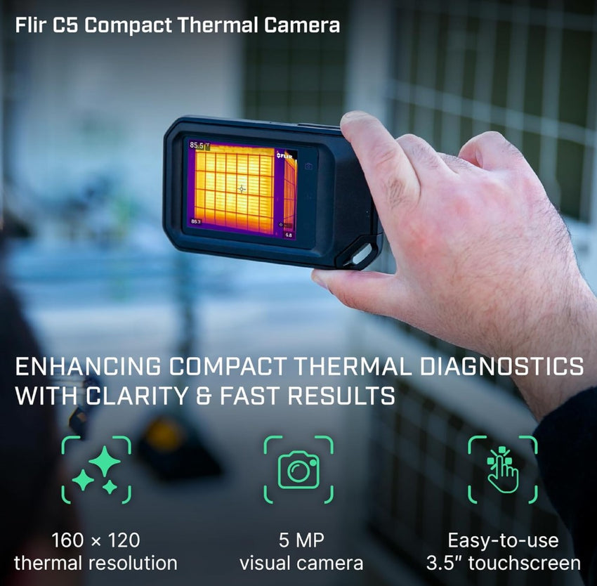 FLIR C5 Compact Thermal Imaging Camera with Wifi: High Resolution Infrared Imager for Inspection, Electrical/ Mechanical, Building, and HVAC Applications