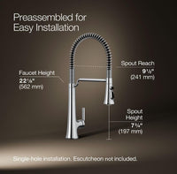 KOHLER 23765-CP Tone Semi-Professional Kitchen Faucet, Polished Chrome