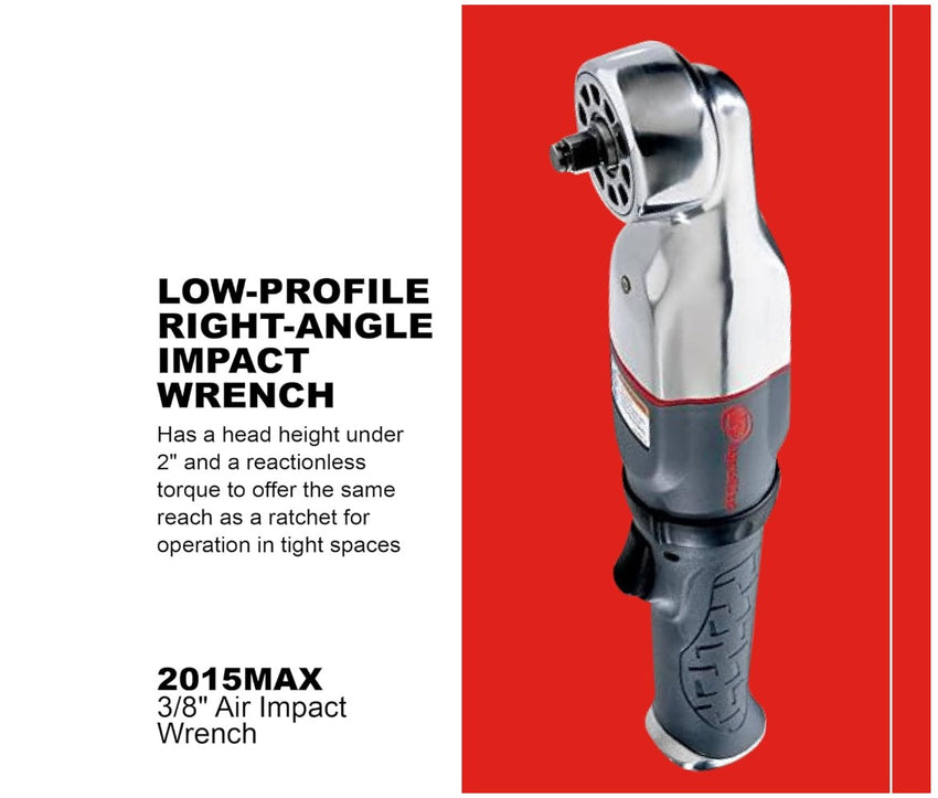 Ingersoll Rand 2015MAX 3/8-Inch Right Angle Pneumatic Air Impact Wrench, 180 ft-lbs Torque, Gray