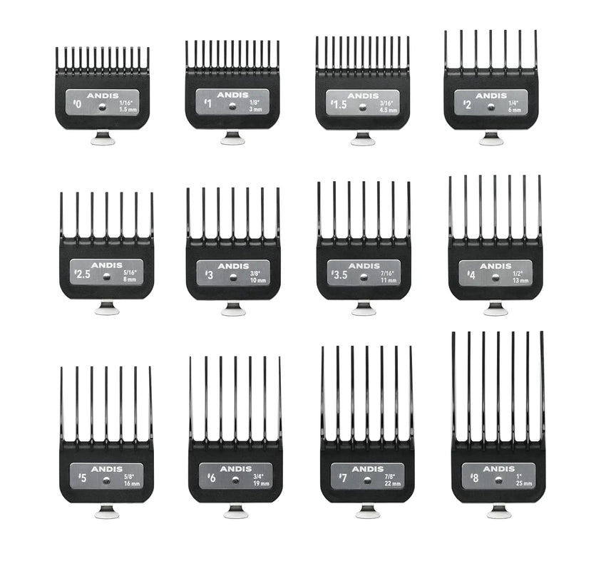 Andis electric razor tips on a white background