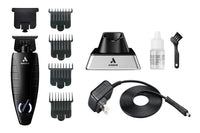 Andis hair trimmer set with attachments and accessories on a white background