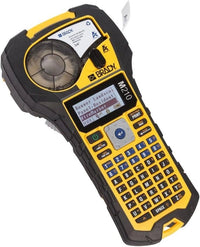 Brady label printer with yellow and black design on a white background