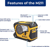 Brady M211 Portable Bluetooth Monochrome Label Printer - DOMAVAX
