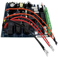 Electrical board with red and black wires on a white background