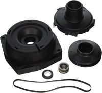Set of black mechanical components on a white background