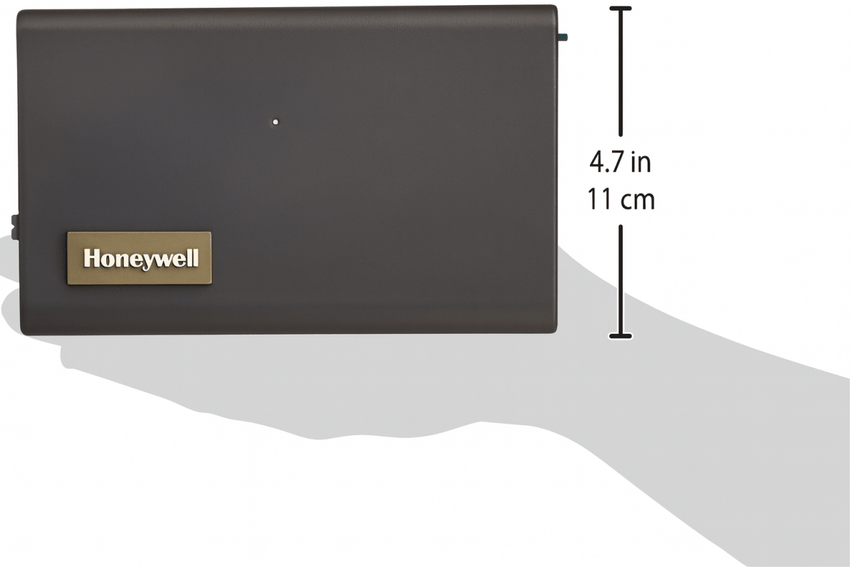 Honeywell device with dimensions indicated on a white background
