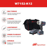 Ingersoll Rand power tool set with features listed on a red and white background