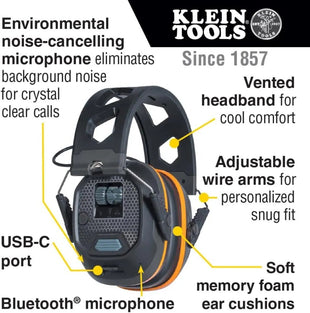 Klein Tools hearing protection device with features highlighted
