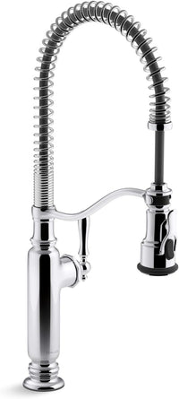 Kitchen faucet with flexible hose on a white background