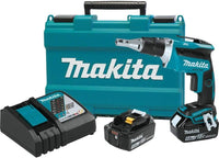 Makita power tool set with drill, battery, charger, and case on a white background