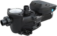 Black Hayward pool pump on a white background