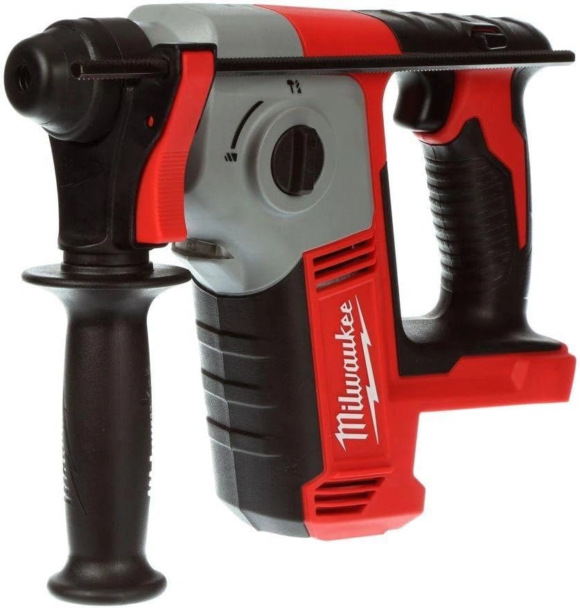 Red and black Milwaukee Rotary Hammer on a white background