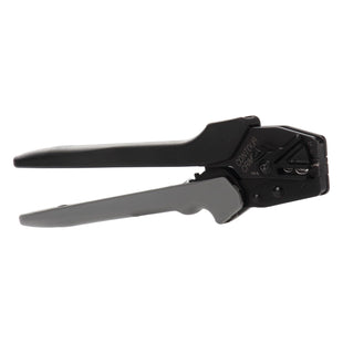 Black and gray crimping tool on a white background
