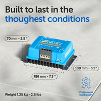 Blue Victron Energy SmartSolar charge controller with Dimensions