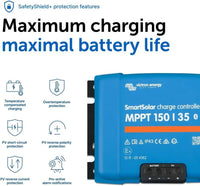 Blue Victron Energy SmartSolar charge controller with features