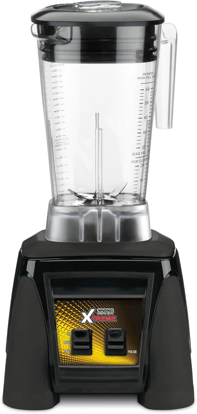 Black and clear blender on a white background